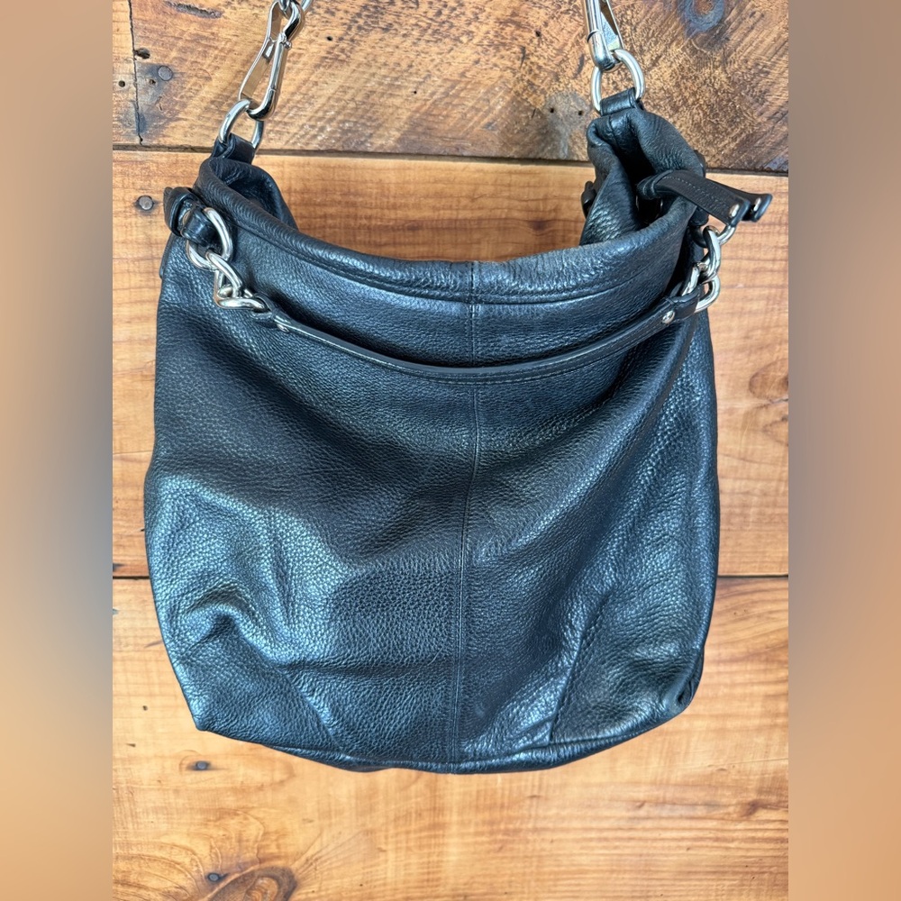 EUC Black Leather Chain-Handle Coach Hobo Bag